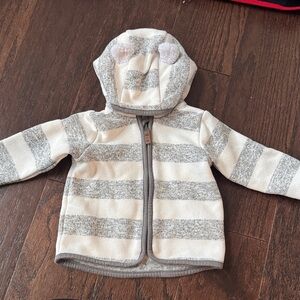 H&M Gray & Cream Striped Baby Hooded Pullover